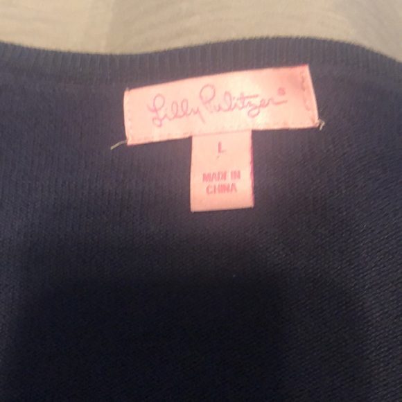 Lilly Pulitzer Navy Cropped Cardigan sz lg - Picture 2 of 2